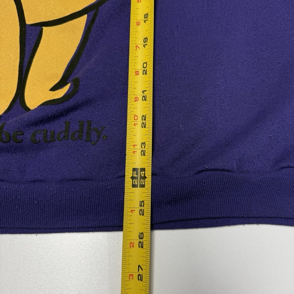 Vintage Winnie The Pooh Sweatshirt Oversized L Purple Crew Neck Cartoon 90s Y2K - Picture 15 of 16